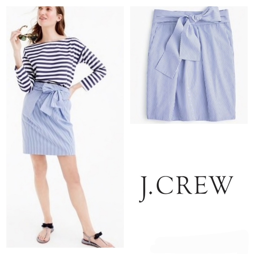 J. Crew Blue Striped A-Line Skirt